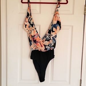 Low Cut Floral Bodycon